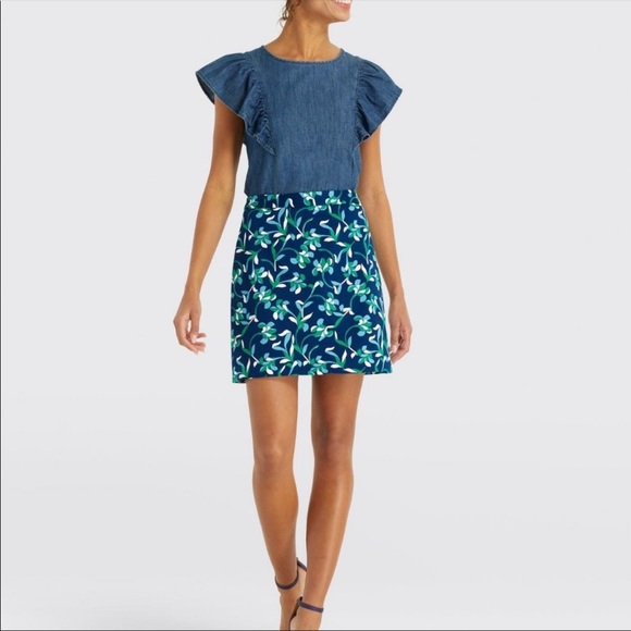 Draper James Floral A line Skirt Graceland Blue - Picture 3 of 11